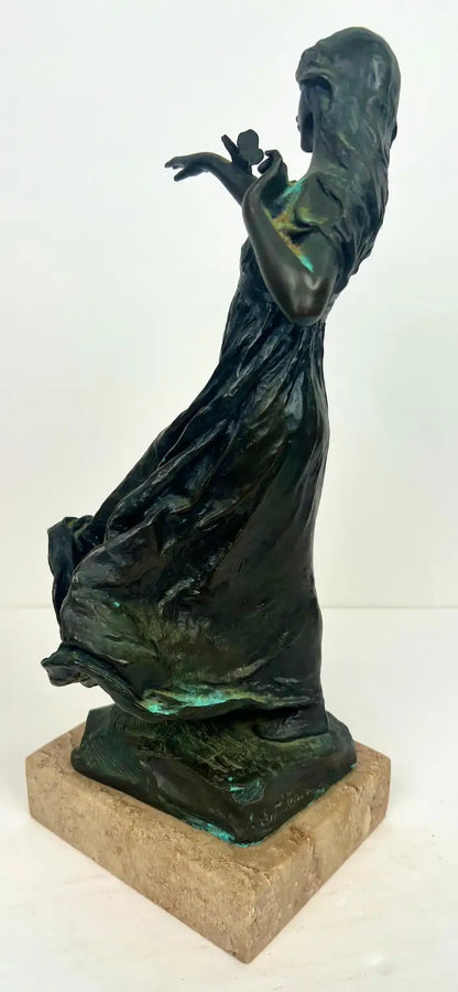 Bessie Potter Vonnoh " Butterflies" Dancing Girl Bronze Sculpture Signed