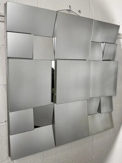 Neal Small Modern Cubist Multi-faceted Sculptural Wall Mirror