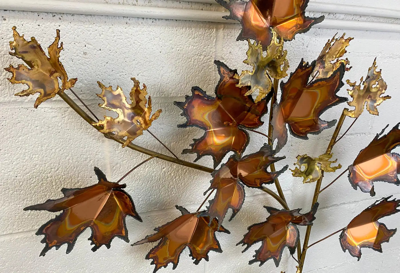 Mid-Century Modern Brutalist Leaf Bronze Wall Sculpture by Curtis Jere