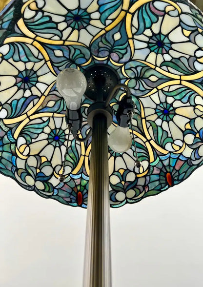 Art Nouveau Tiffany Sale Blue Stained Glass Dome Shaped Shade Floor Lamp