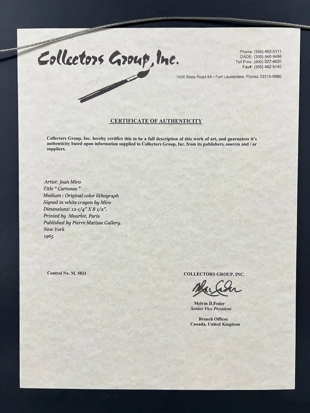 Joan Miro Cartones 1965 Original Color Lithograph Hand Signed Mourlot Paris, COA 1965