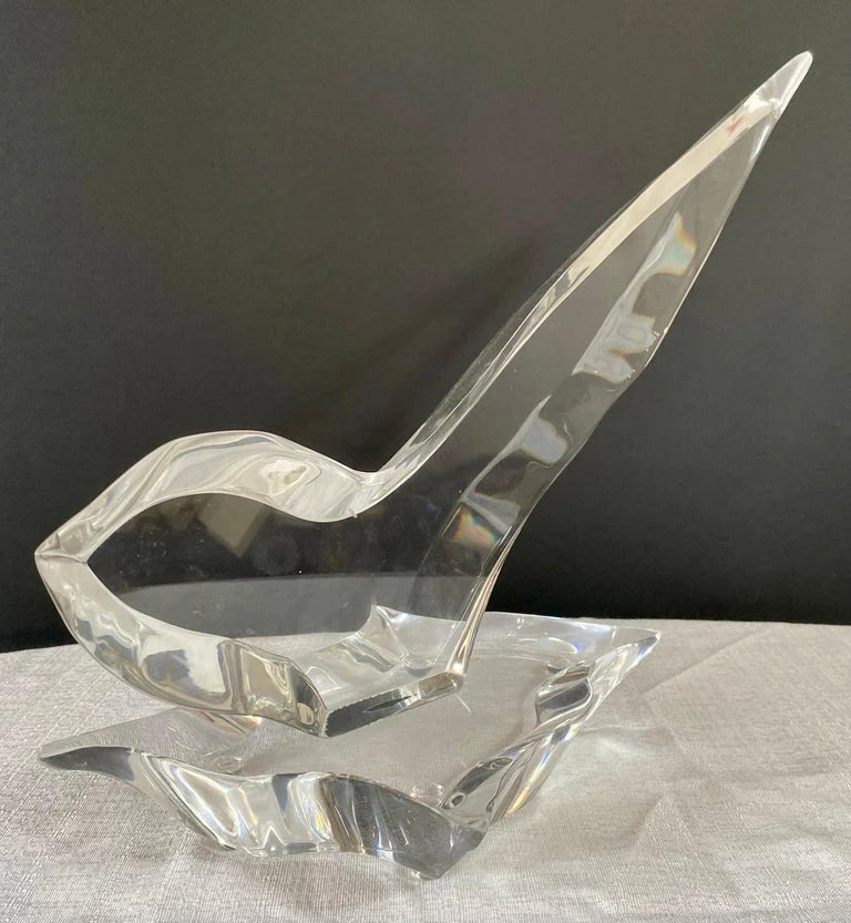 Eric Bauer Modernist Abstract Bird Lucite Sculpture, Signed