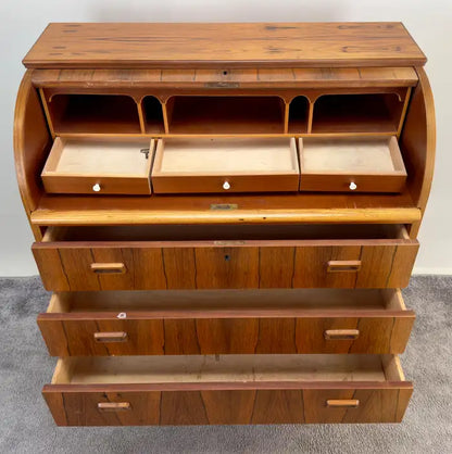 Bernhardt Pedersen Danish Mid Century Modern Rosewood Roll Top Desk