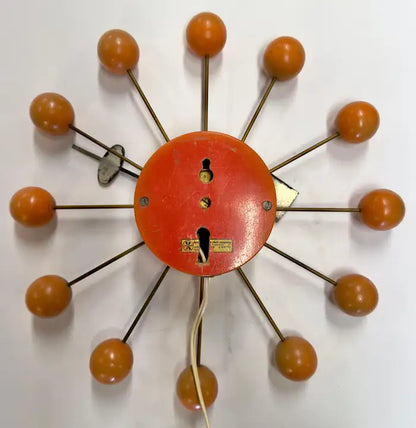 Rare Mid Century Modern George Nelson Orange Ball Clock Model 4755