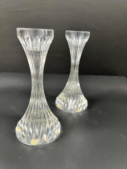 Baccarat Massena Art Deco Style Crystal Candlestick or Candleholder , a Pair