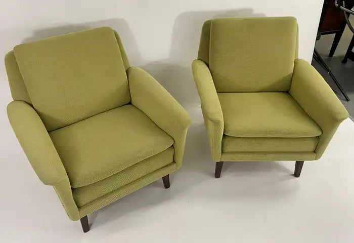 Folke Ohlsson for Fritz Hansen MCM Lounge Chair in Green Upholstery, a Pair