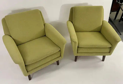 Folke Ohlsson for Fritz Hansen MCM Lounge Chair in Green Upholstery, a Pair