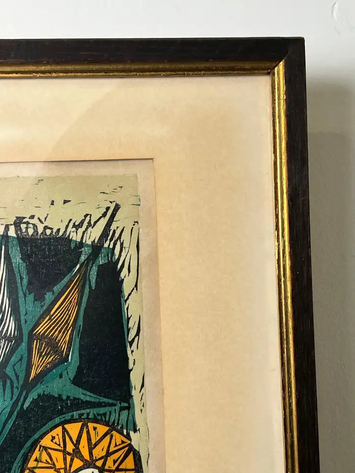 Irving Amen, The Heart is a Garden, Signed & Numbered Color Woodcut Print 1964