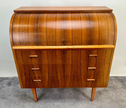 Bernhardt Pedersen Danish Mid Century Modern Rosewood Roll Top Desk