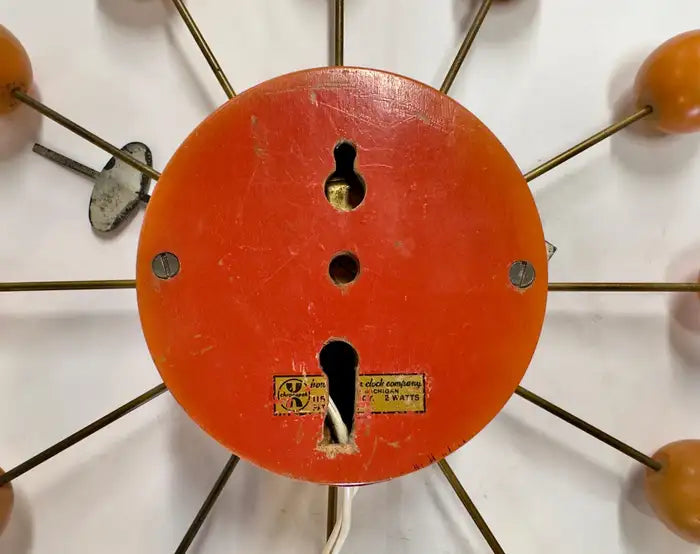 Rare Mid Century Modern George Nelson Orange Ball Clock Model 4755