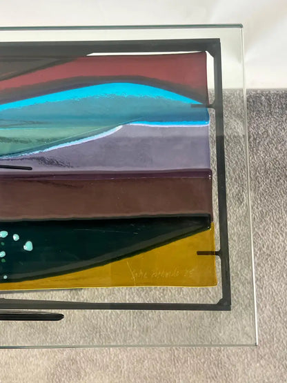 Sabra Richards Art Glass & Steel Sculptural Console Table, Signed & Dated 2008