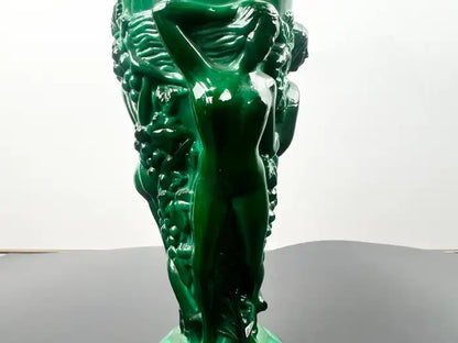 Curt Schlevogt Art Deco Malachite Glass Vase, 1930's