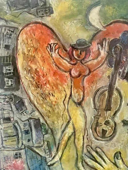 Marc Chagall Lithograph Petit Cheval Noir " Little Black Horse" Signed & Framed 1968