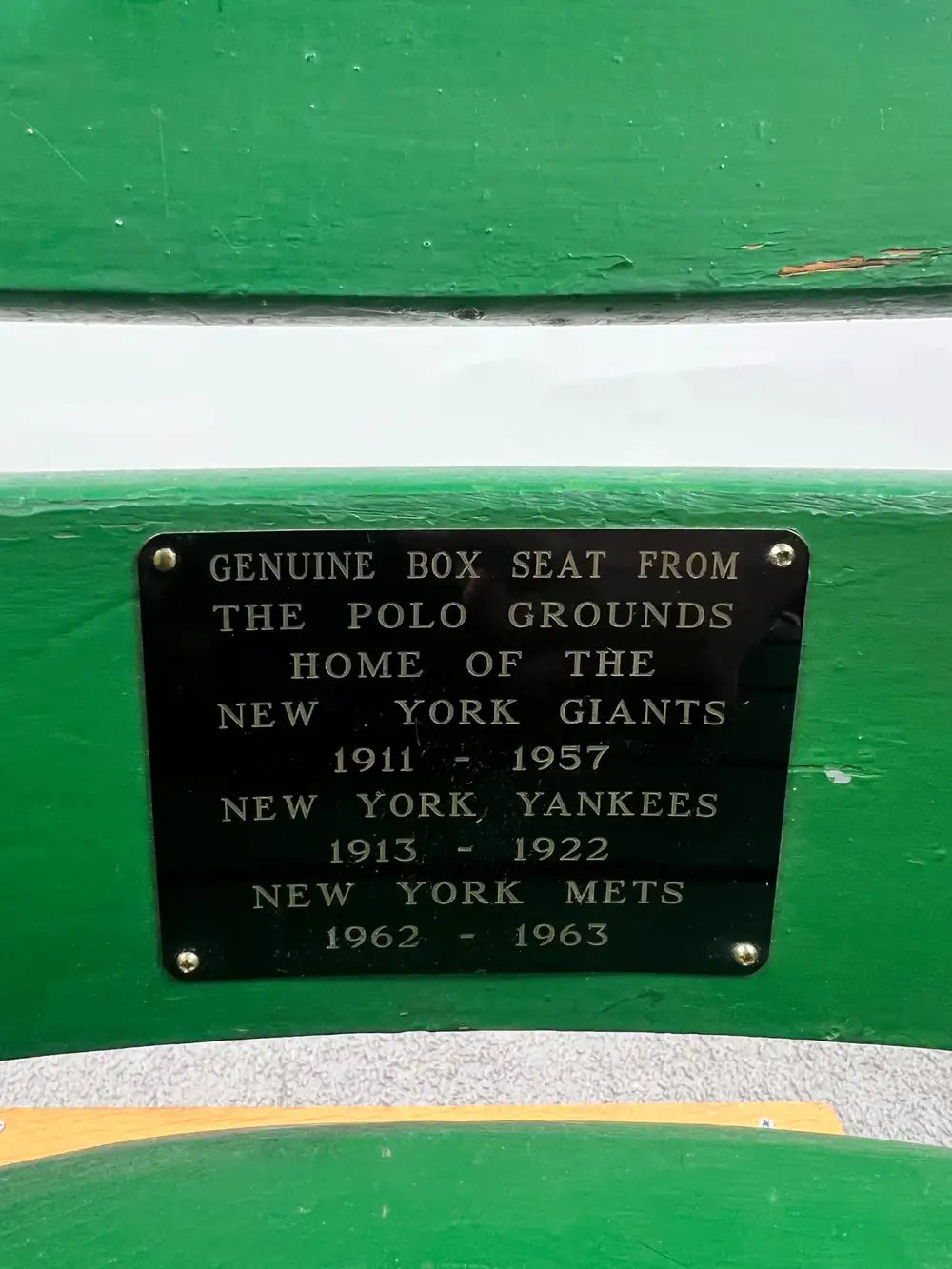 Genuine Polo Grounds Figural Stadium Box Seat #1 - NY Giants Yankees Mets Chair