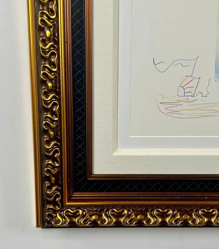 Peter Max Umbrella Man III (Angel with Heart/Sailboat) Hand Colored Etching 2018