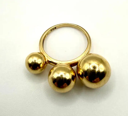 Modernist Triple Sphere Ring in 18K Yellow Gold