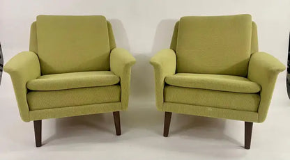 Folke Ohlsson for Fritz Hansen MCM Lounge Chair in Green Upholstery, a Pair