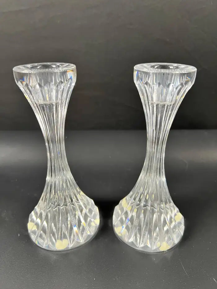 Baccarat Massena Art Deco Style Crystal Candlestick or Candleholder , a Pair