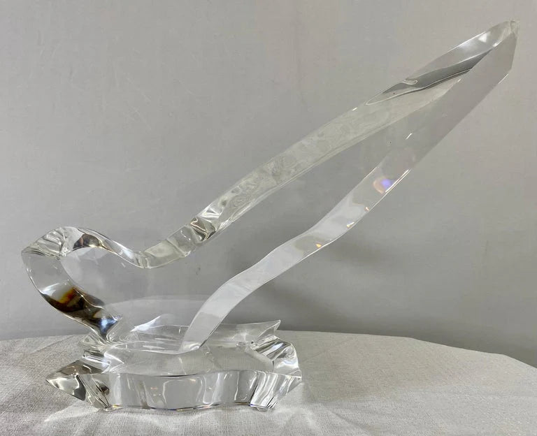 Eric Bauer Modernist Abstract Bird Lucite Sculpture, Signed