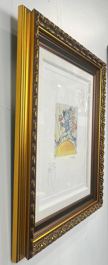 Peter Max Flower Jumper Over Sunrise Etching & Hand-Coloring Signed & Framed 2016