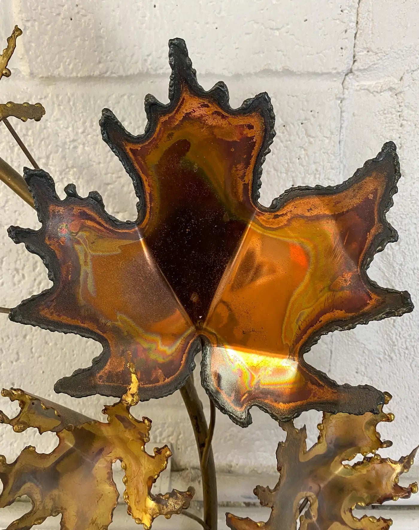 Mid-Century Modern Brutalist Leaf Bronze Wall Sculpture by Curtis Jere