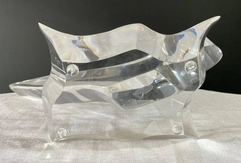 Eric Bauer Modernist Abstract Bird Lucite Sculpture, Signed