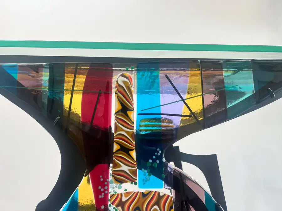 Sabra Richards Art Glass & Steel Sculptural Console Table, Signed & Dated 2008