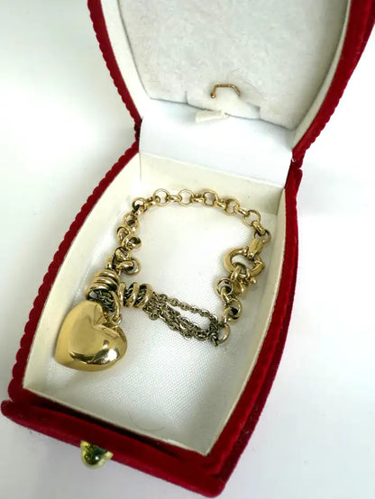 Tiffany-Style 18K Gold Heart Charm Bracelet