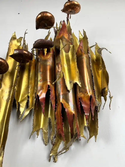 Brutalist Brass & Copper Sculptural Wall Fountain, 1970s After Silas Seandel
