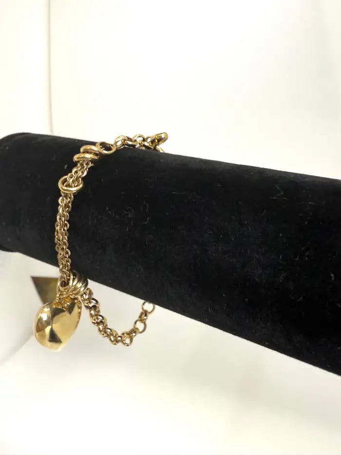 Tiffany-Style 18K Gold Heart Charm Bracelet