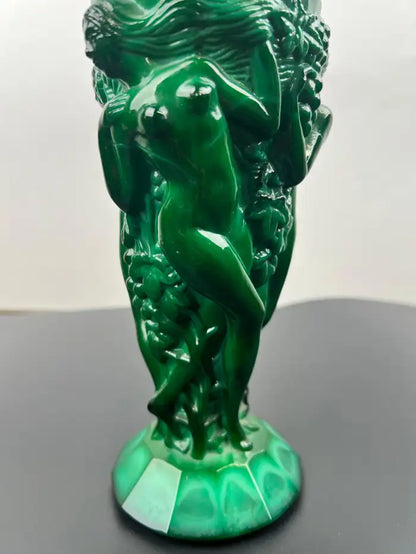 Curt Schlevogt Art Deco Malachite Glass Vase, 1930's