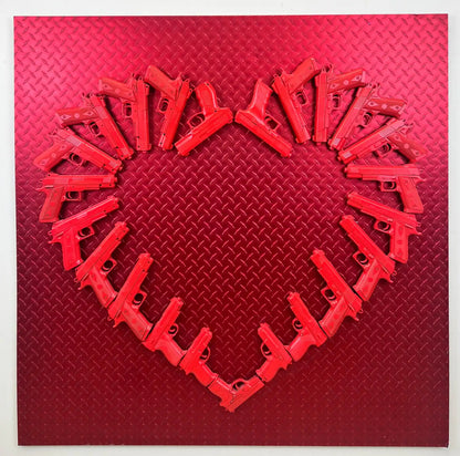 Charles Gitnick Heart of Guns Red Conceptual Mix Media 2024