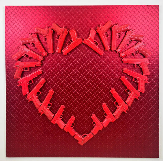 Charles Gitnick Heart of Guns Red Conceptual Mix Media 2024