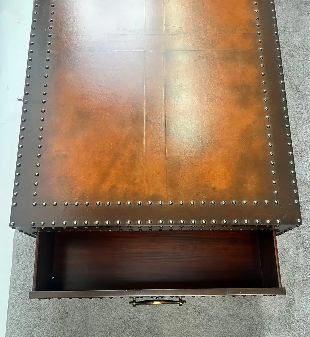 Polo Ralph Lauren Dalton Cocktail Coffee Table, Leather Tooled & Side Drawers