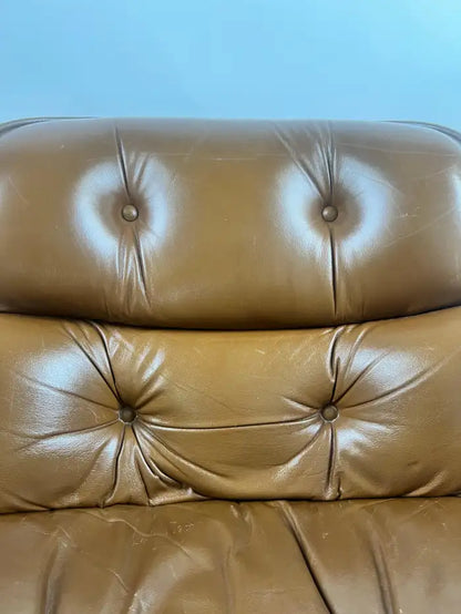 Charles Pollock MCM Leather Executive Desk Chair in Cognac Brown for Knoll