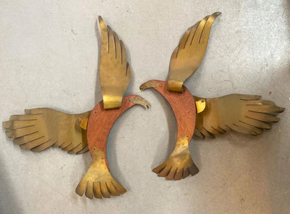 Brass Plated Seagull Bird Wall Sculpture in Flight Attributed to C.Jere, a Pair