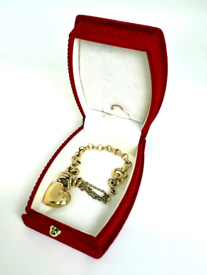 Tiffany-Style 18K Gold Heart Charm Bracelet
