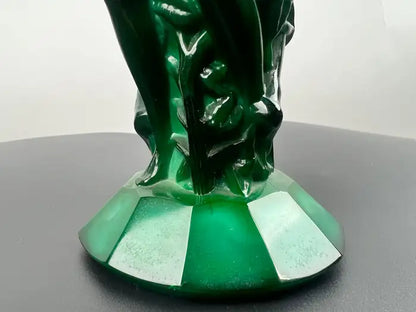 Curt Schlevogt Art Deco Malachite Glass Vase, 1930's