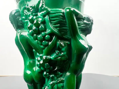 Curt Schlevogt Art Deco Malachite Glass Vase, 1930's
