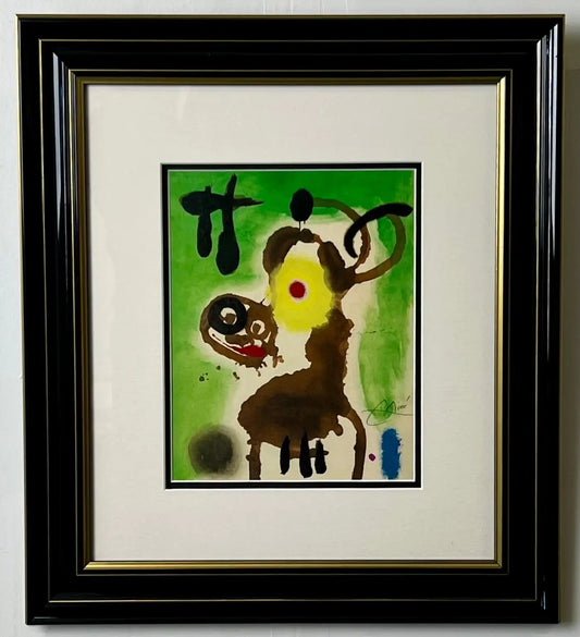 Joan Miro "Femme et Oiseau" Original Color Lithograph, Hand Signed and Frame 1961