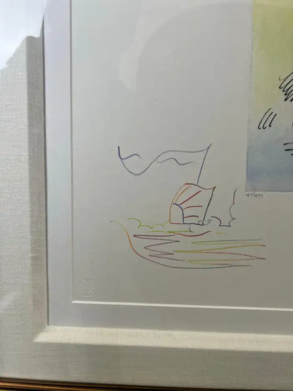 Peter Max Umbrella Man III (Angel with Heart/Sailboat) Hand Colored Etching 2018