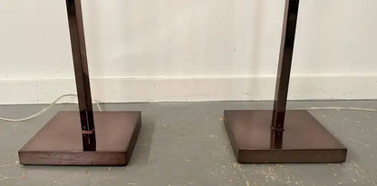 Robert Sonneman Mid Century Modern Copper Finish Cubist Floor Lamp , a Pair