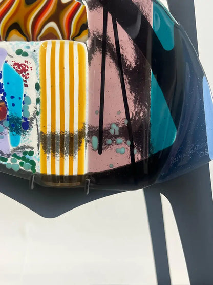 Sabra Richards Art Glass & Steel Sculptural Console Table, Signed & Dated 2008