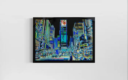 Urban Expressionist Digital Photography on Plexiglass Titled "Night on Broadway" 2010s