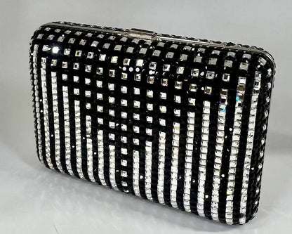 Judith Leiber Black Swarovski Crystal Minaudière Evening Clutch