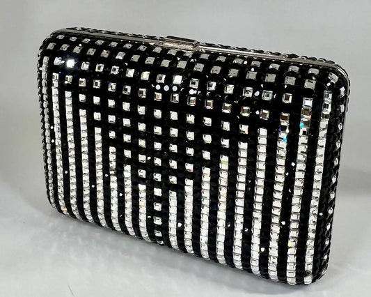 Judith Leiber Black Swarovski Crystal Minaudière Evening Clutch