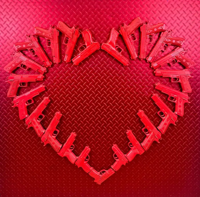 Charles Gitnick Heart of Guns Red Conceptual Mix Media 2024