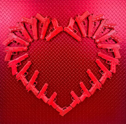 Charles Gitnick Heart of Guns Red Conceptual Mix Media 2024