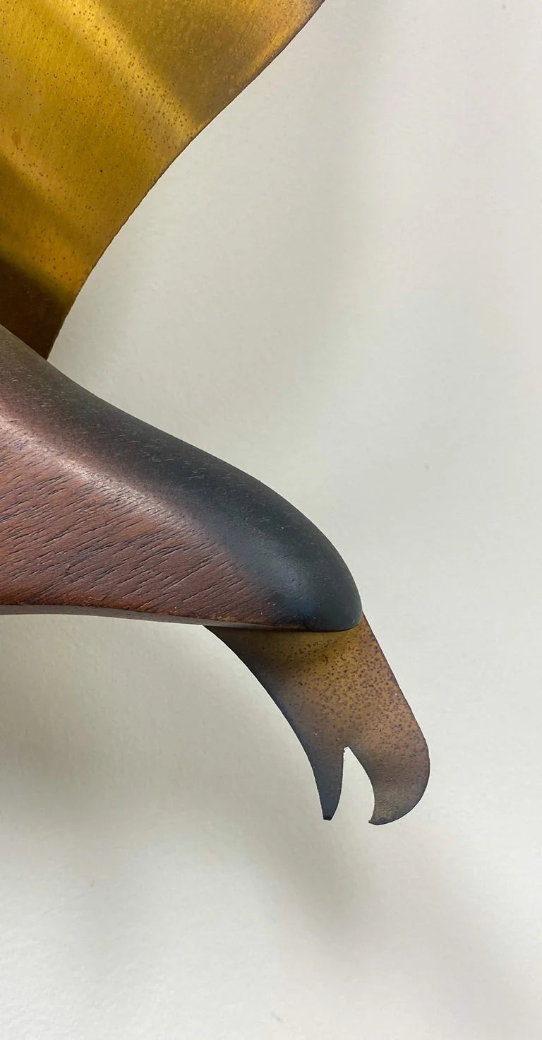 Brass Plated Seagull Bird Wall Sculpture in Flight Attributed to C.Jere, a Pair