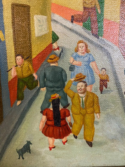Impressionist City Scene Painting in the Manner of Fernando Botero